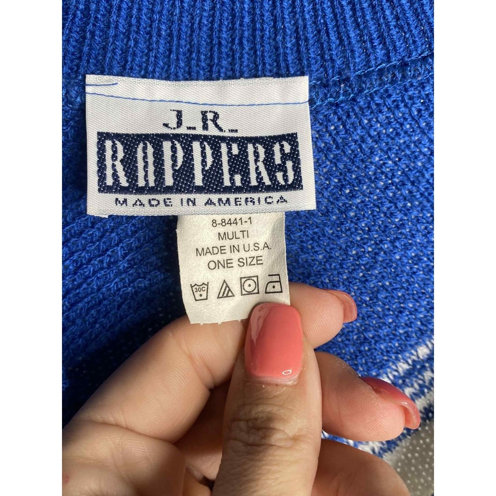 Vintage JR Rappers Knit Poncho ONE SIZE serape Fringe bohemian tribal southwest - Picture 3 of 7